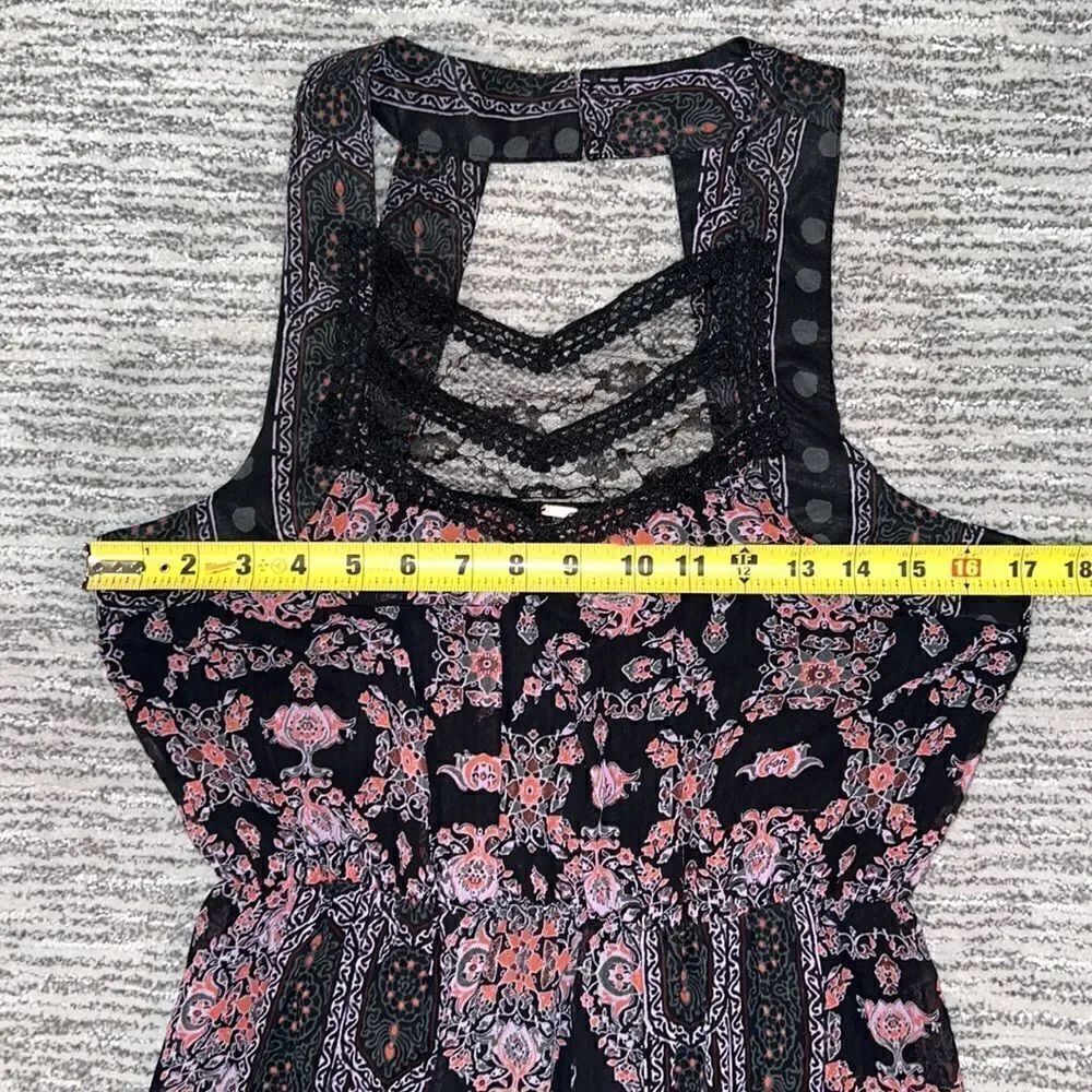 NWT Free People Moroccan Black Printed Lace Yoke Maxi Dress 4 - Picture 8 of 13